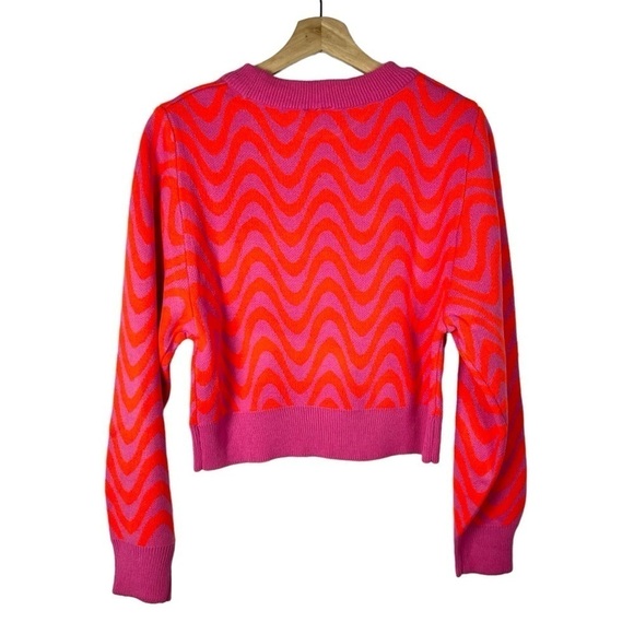 H&M Divided Pink Wave Printed Jacquard Knit Pullover Sweater XS - Picture 2 of 4